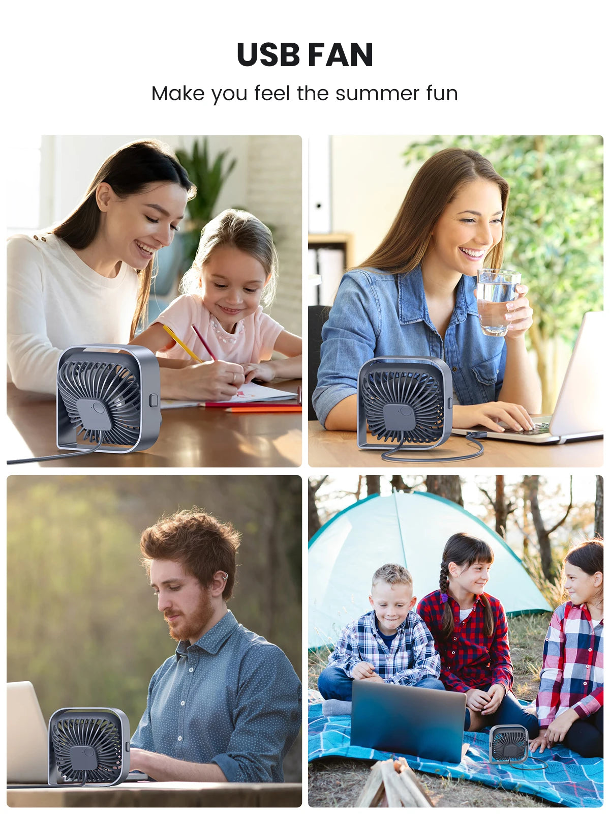 🌬️ TOPK USB Desk Fan – Portable Mini Fan with 3 Speeds | Quiet Cooling Fan for Home, Office, Desktop
