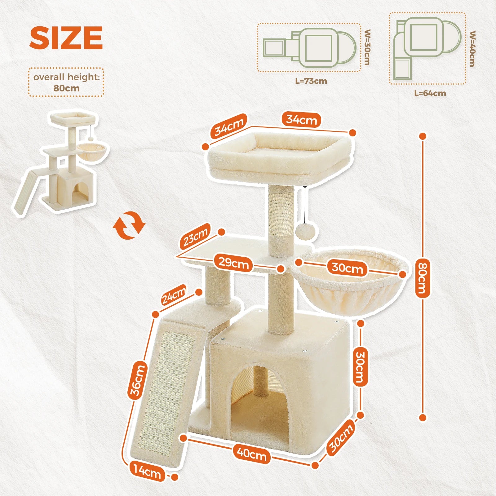 Cat Tree Tower – Scratching Posts, Hammock & Perch