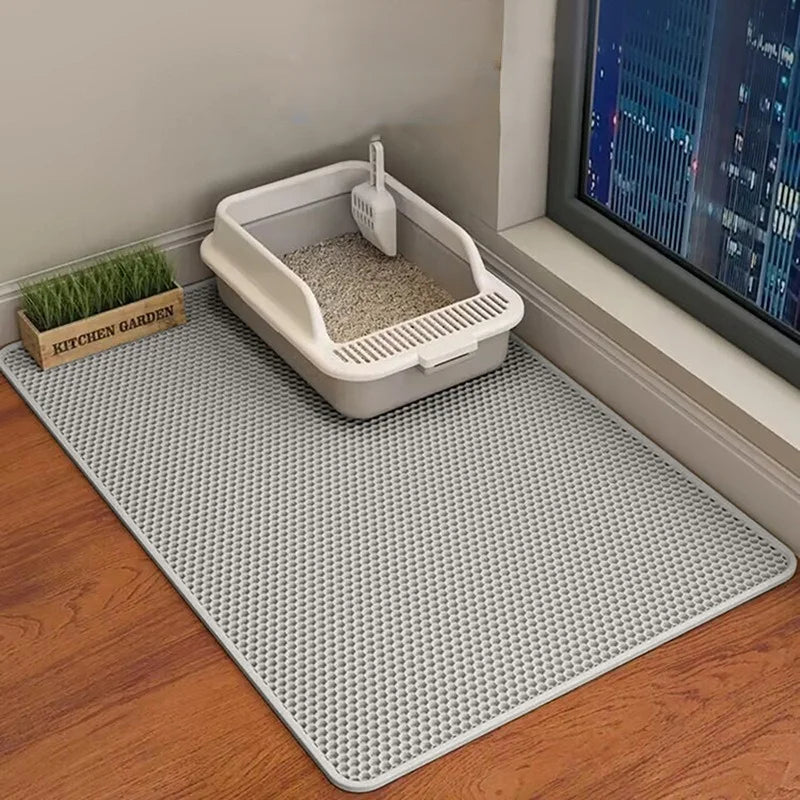 60x90cm Waterproof Double Layer Cat Litter Mat – Washable, Non-Slip Pet Toilet Mat for Litter Box Cleaning