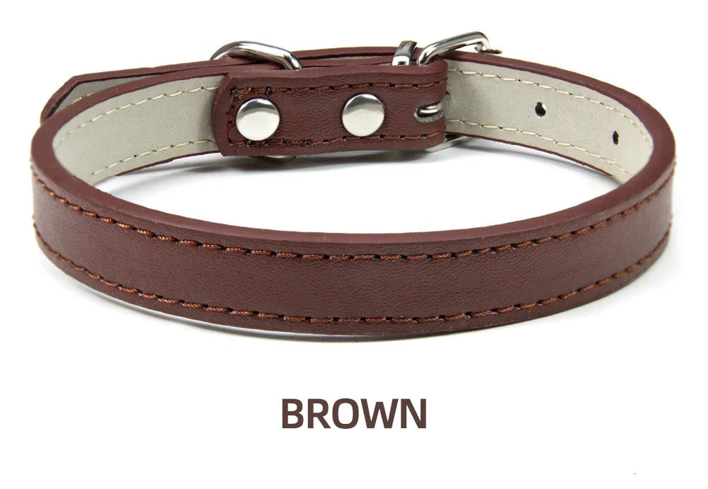 Soft Leather Adjustable Dog Collar – Safe & Stylish for Dogs and Cats