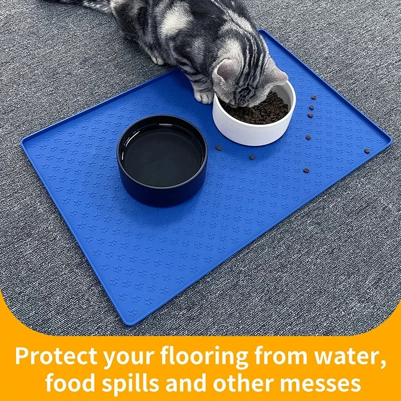 🐾 Silicone Waterproof Pet Feeding Mat – Non-Slip Food & Water Bowl Placemat for Cats & Dogs