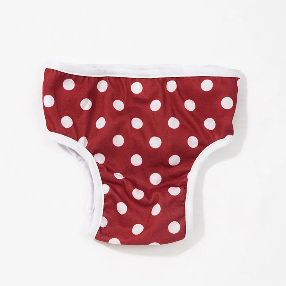 Washable Dog Diapers – Cute Cartoon Print Female Puppy Panties with Bow