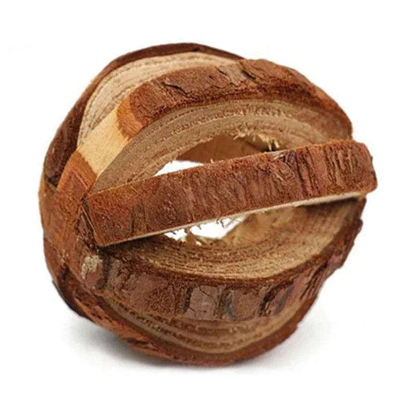 Wooden Rabbit Roller Toy – Natural Chew Dumbbell with Bell for Small Pets