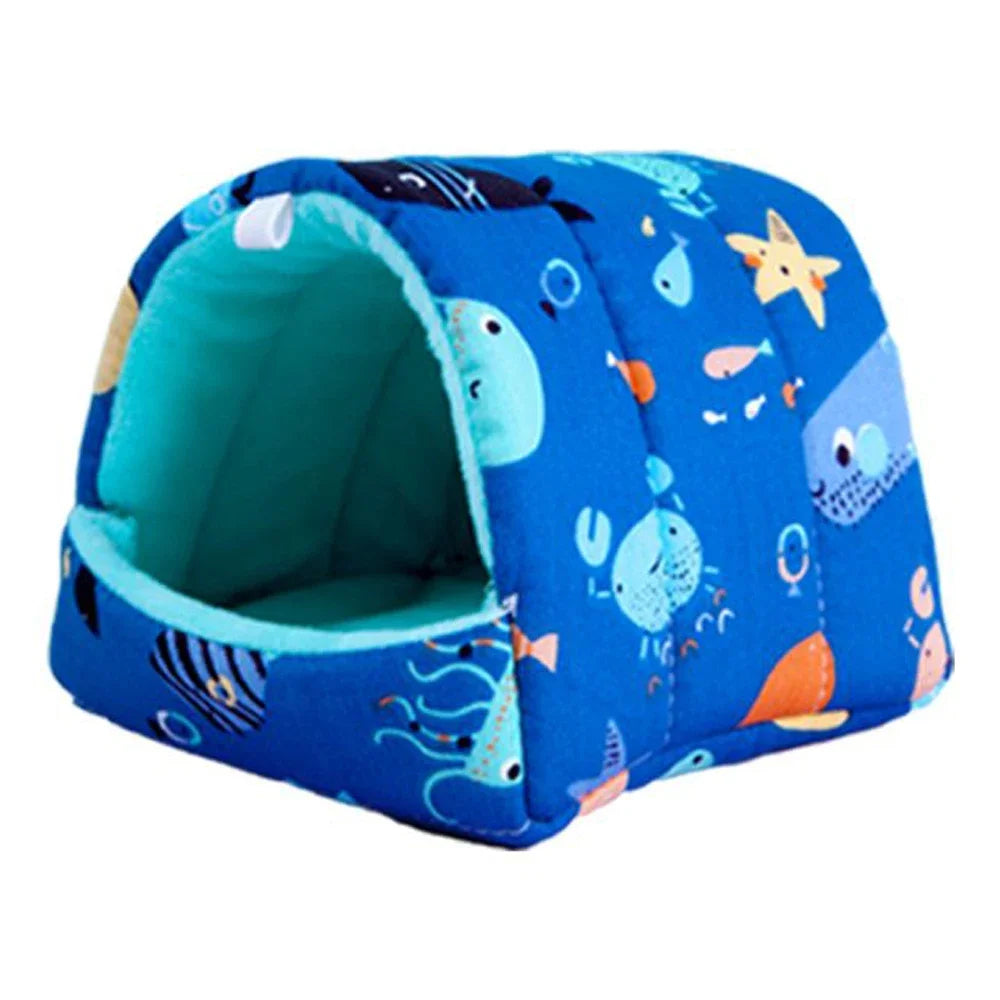 Cartoon Small Animal Bed – Soft Winter Nest for Hamsters, Guinea Pigs, Rabbits, and Squirrels