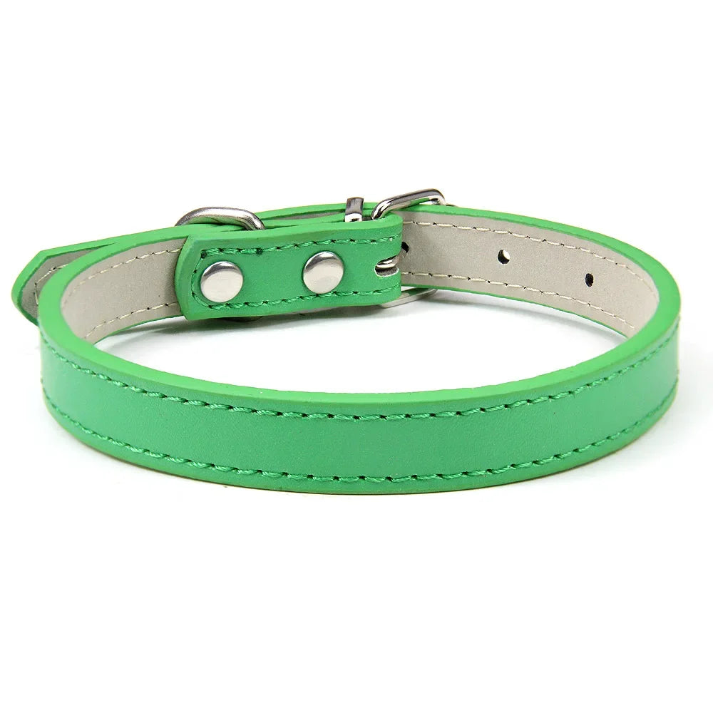 Soft Leather Adjustable Dog Collar – Safe & Stylish for Dogs and Cats