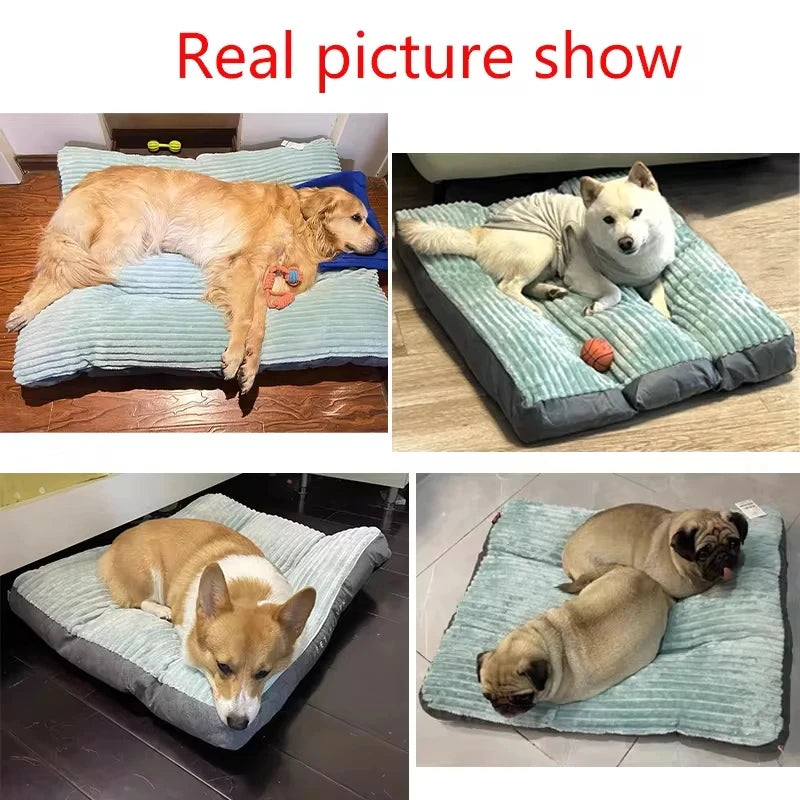 Winter Warm Corduroy Dog Bed – Soft Detachable Pet Sleeping Mat for Small, Medium & Large Dogs