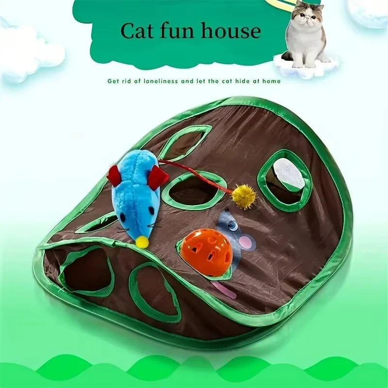 Hide & Seek 9-Hole Cat Toy – Foldable Tunnel Game