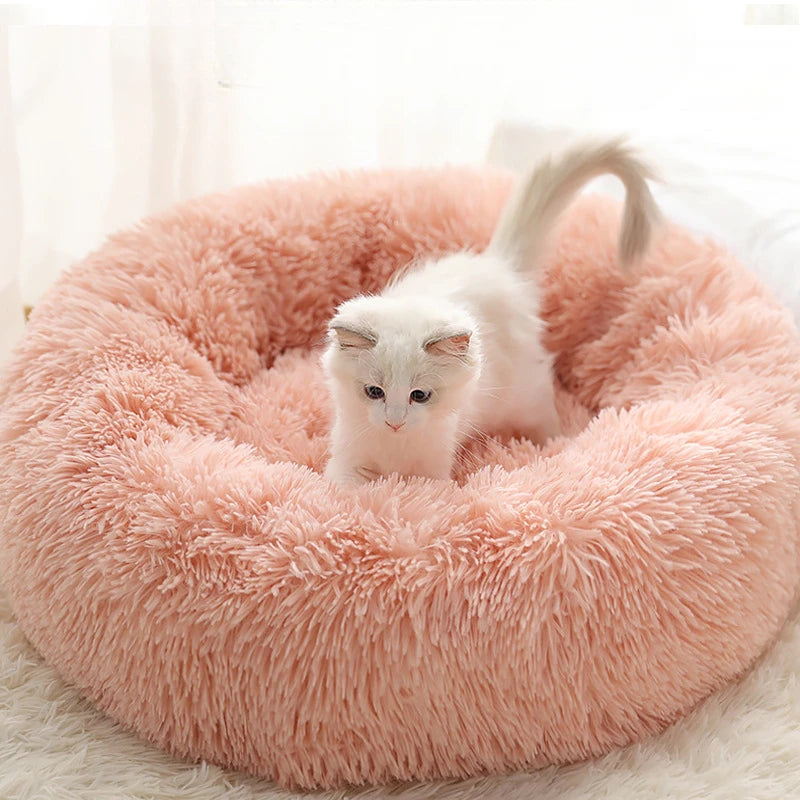 Home Plush Pet Nest – Warm Detachable & Washable Round Cat & Dog Bed