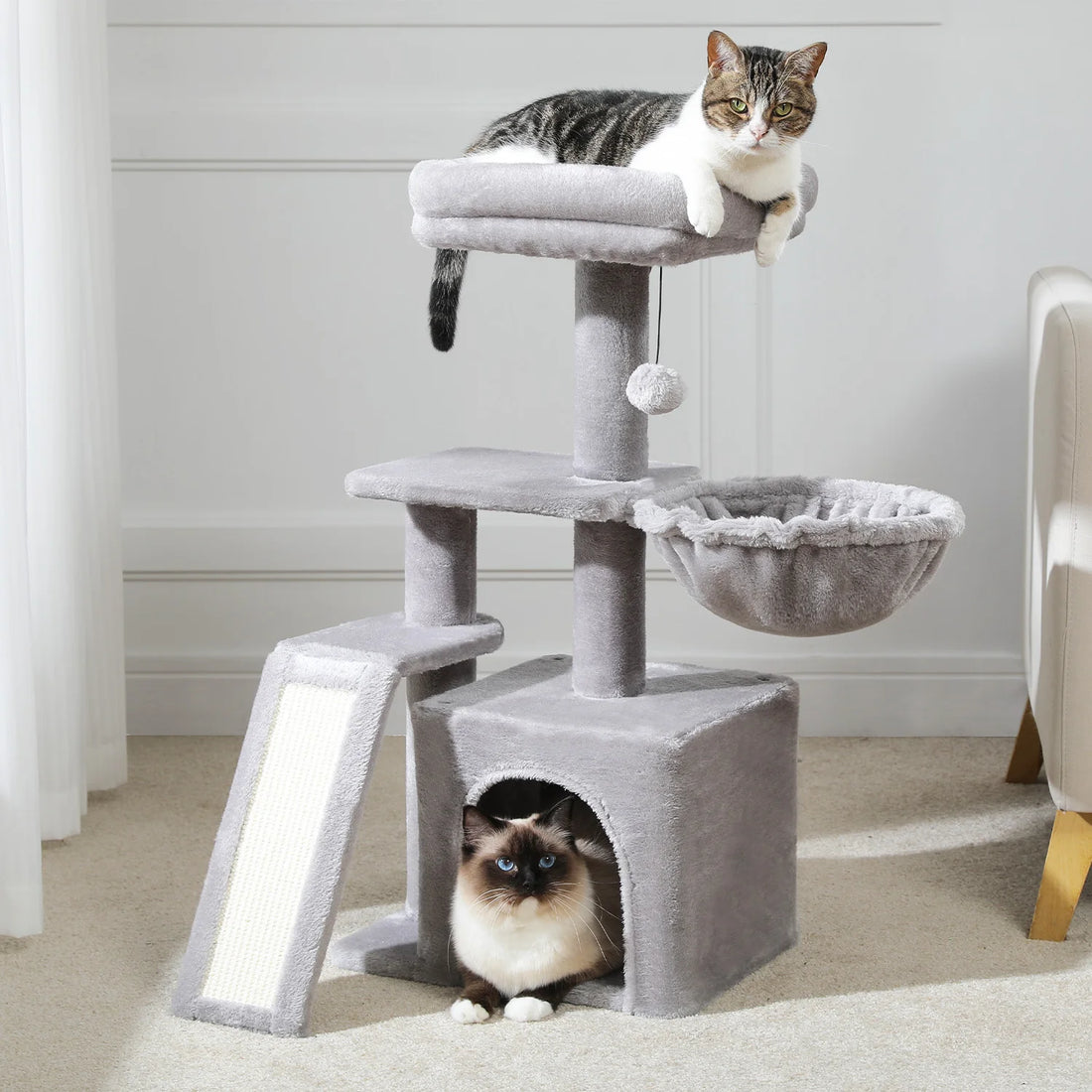 Cat Tree Tower – Scratching Posts, Hammock & Perch