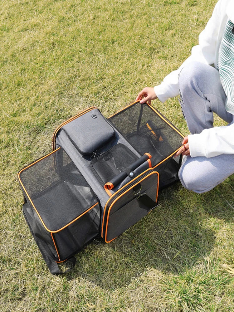 Foldable Large Capacity Pet Carrier Bag – Breathable Expandable Cat & Small Dog Travel Tote
