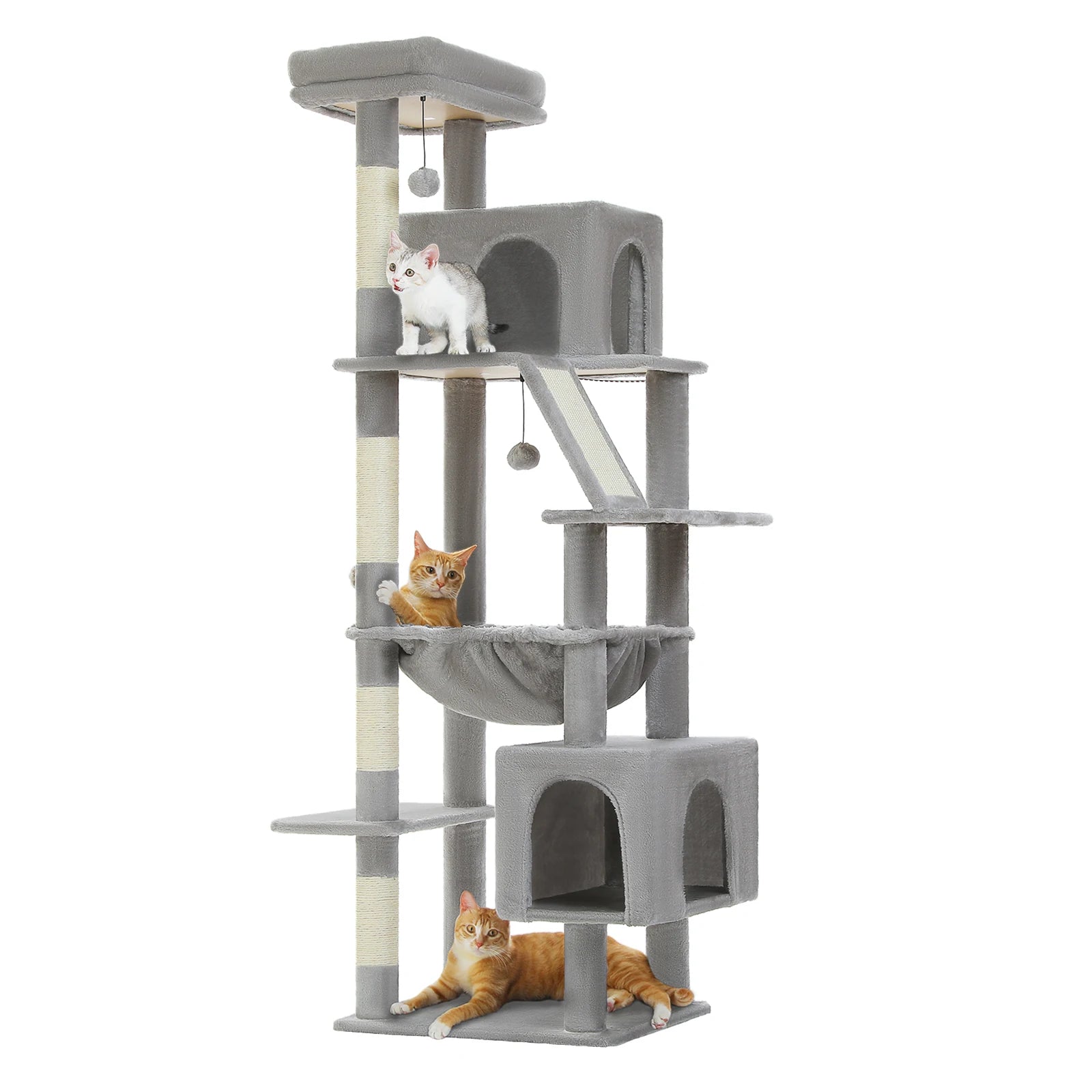 🛋️ 180cm Large Cat Tree Tower – Multi-Level Indoor Cat Furniture with Hammock, Sisal Scratching Posts & Cozy Perches