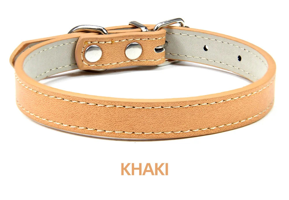Soft Leather Adjustable Dog Collar – Safe & Stylish for Dogs and Cats