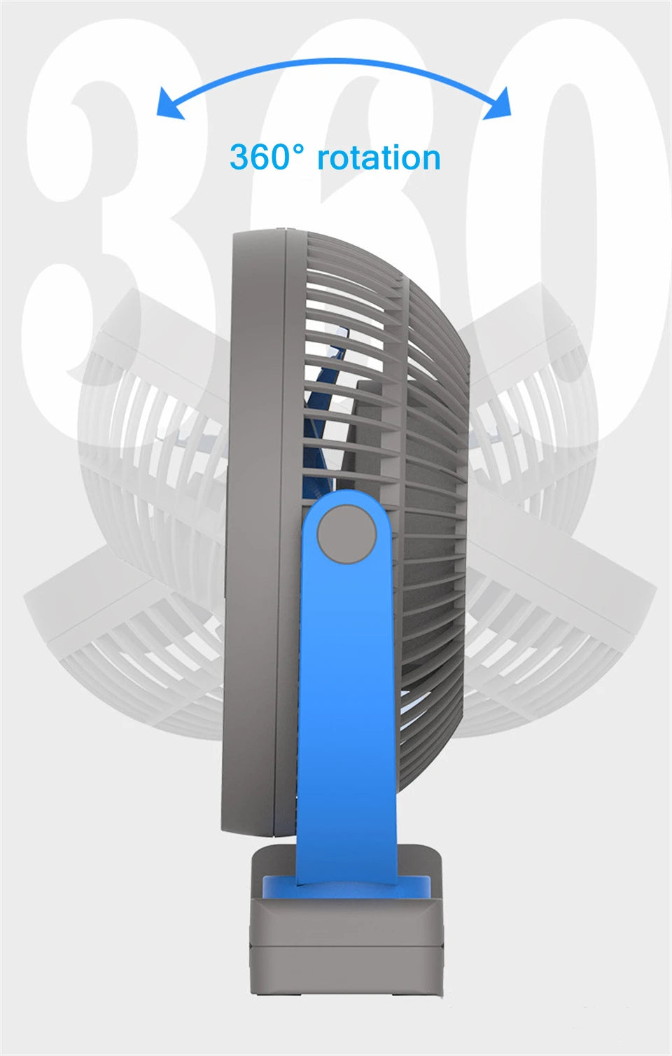 USB Charging Table & Clip Fan – 10,000mAh Battery, 4-Speed Portable Wireless Electric Ceiling Fan for Home, Travel, Outdoor Use