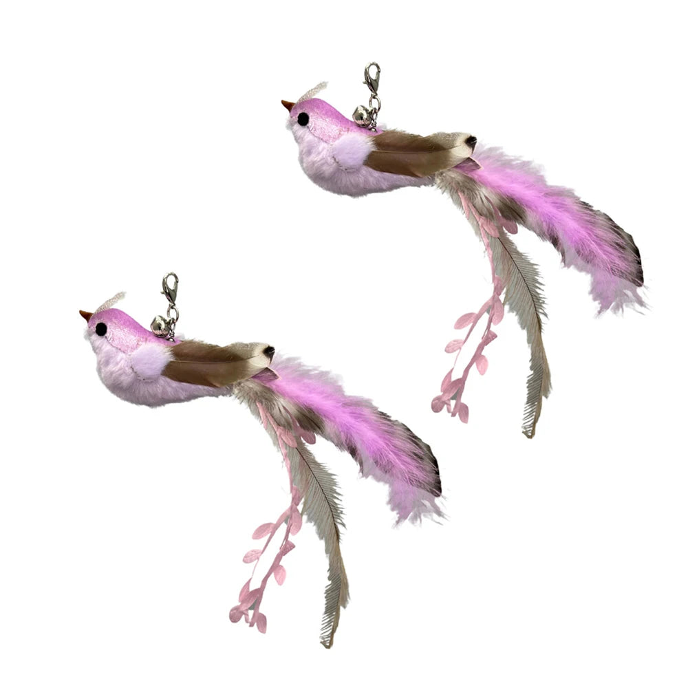 2pcs Replacement Feather Heads for Cat Teaser Stick Toy – Bird Pet Toy