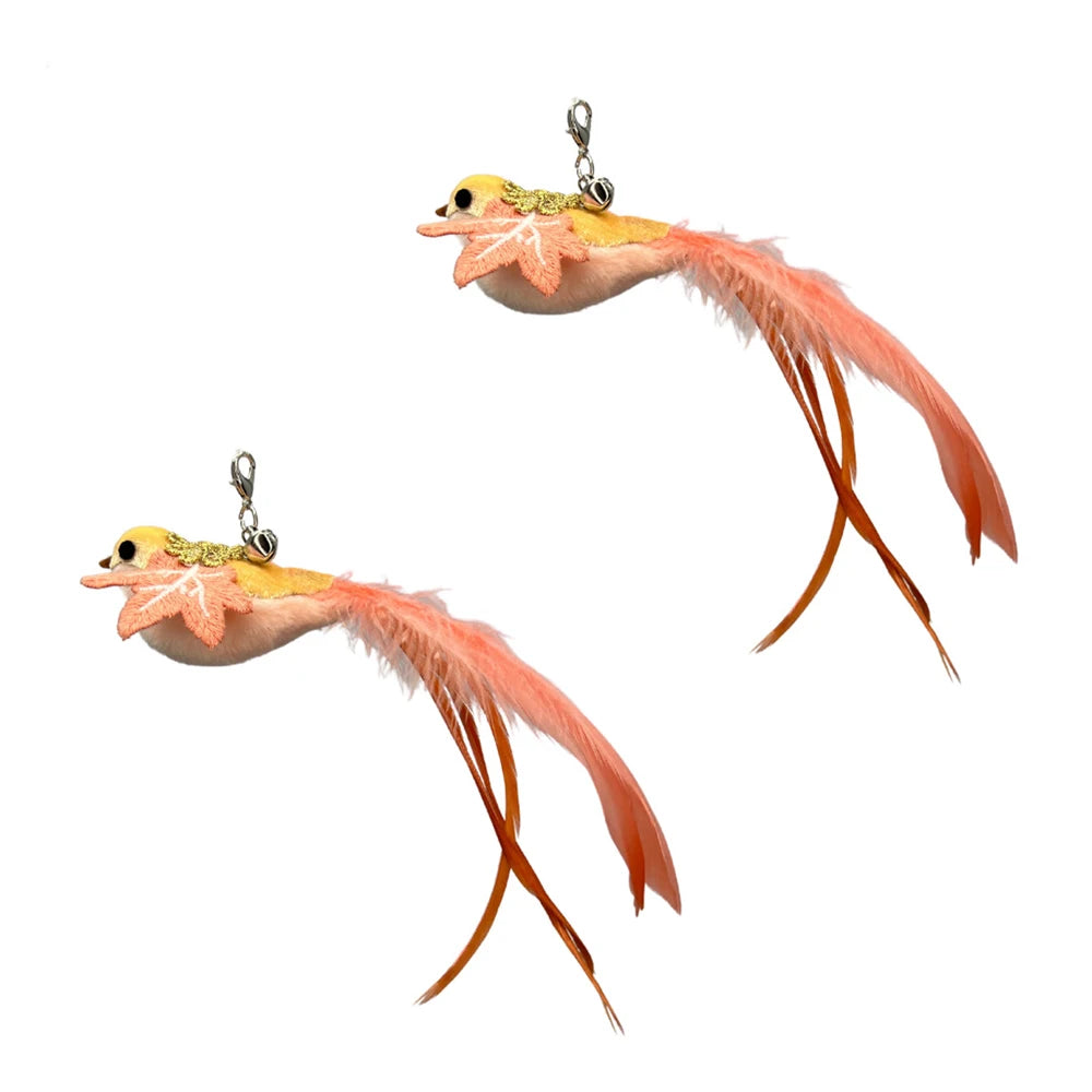 2pcs Replacement Feather Heads for Cat Teaser Stick Toy – Bird Pet Toy
