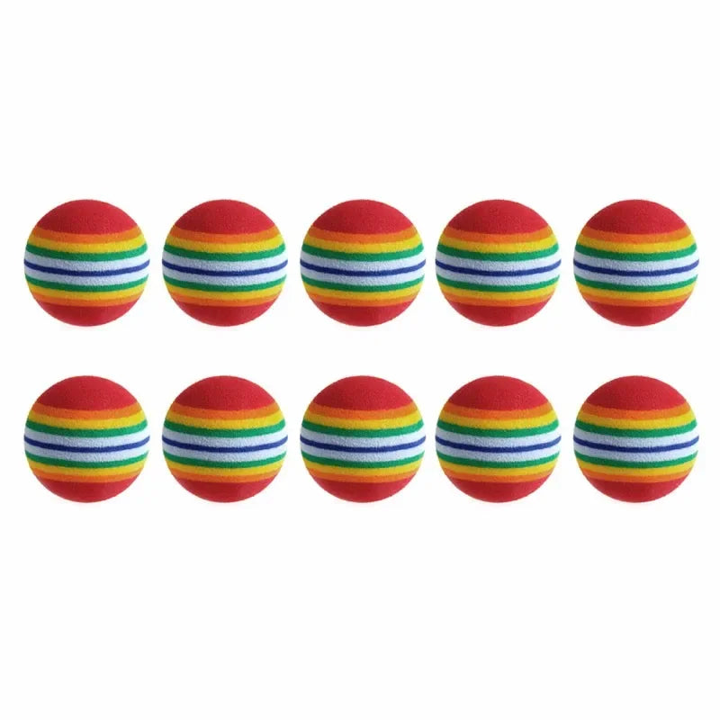 10Pcs Colorful Interactive Cat Toy Balls – Chewing, Rattle & Scratch Foam Balls for Kittens and Cats