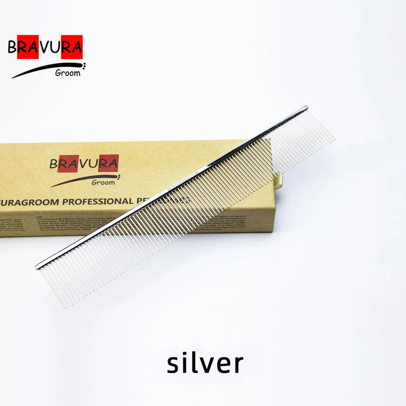 BAVURA Stainless Steel Pet Dematting Comb – Grooming Tool for Dogs & Cats | Removes Loose Undercoat, Mats & Tangles