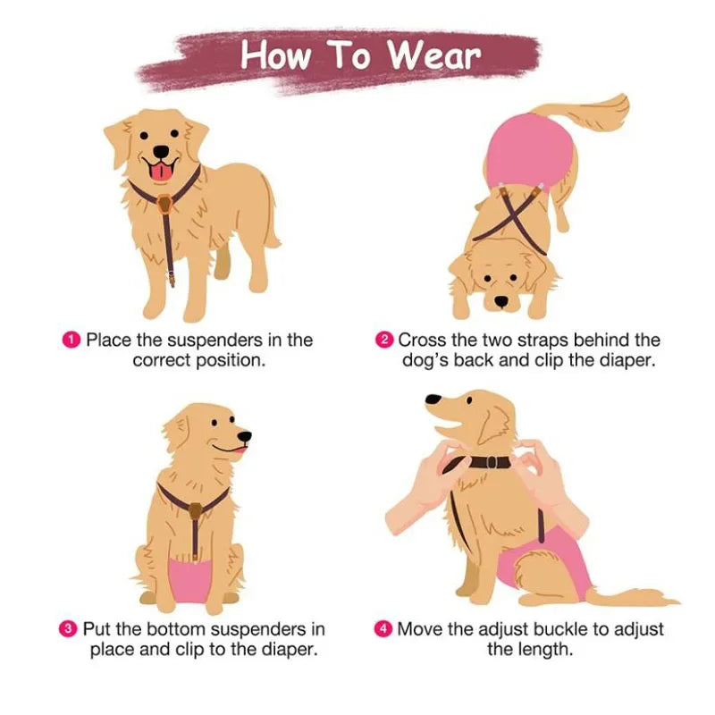 Dog Diaper Suspenders 🐾 Adjustable Non-Slip Pet Nappy & Belly Band Holder