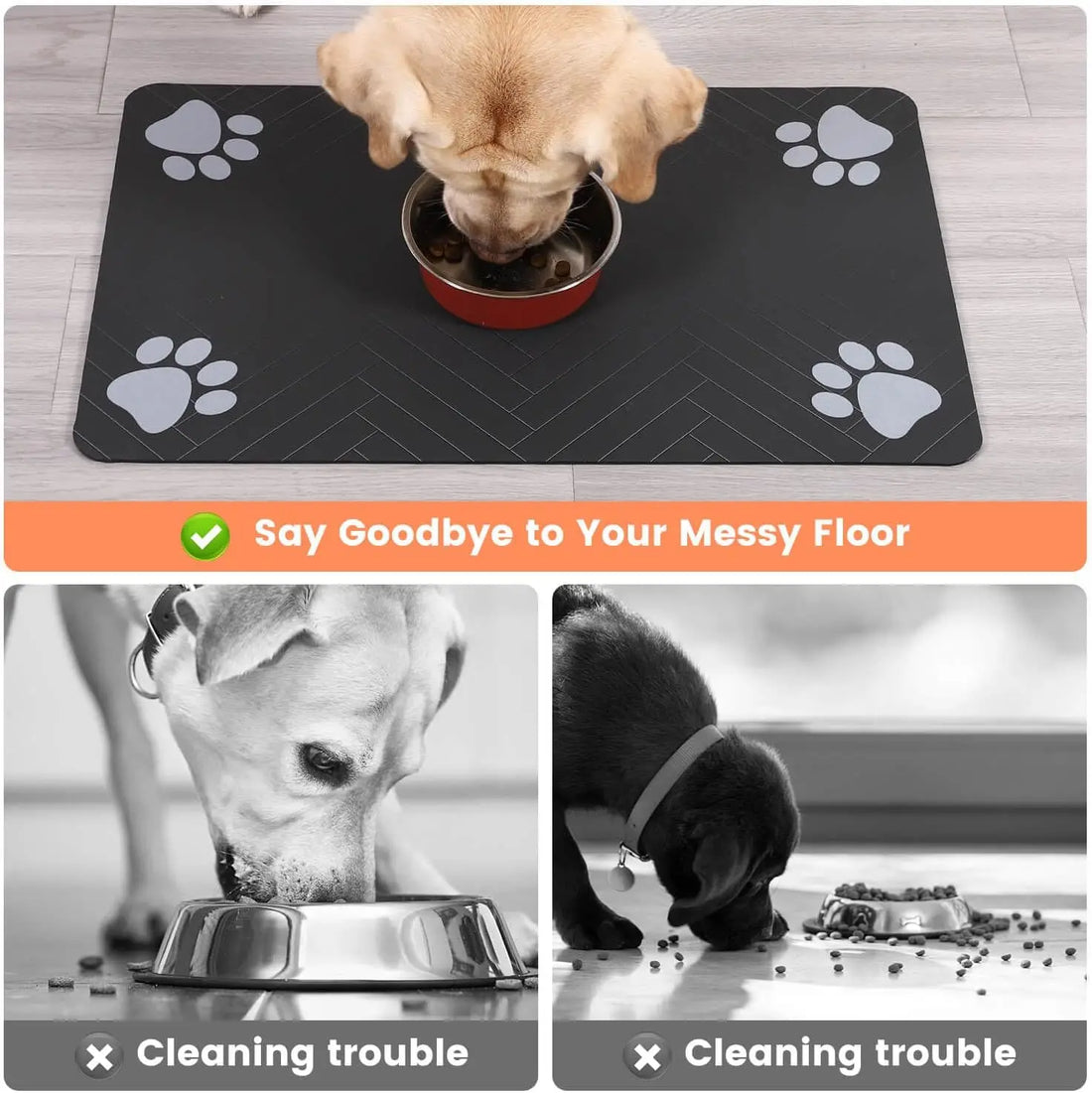 Absorbent Pet Feeding Mat with Waterproof Rubber Backing – Quick Dry Placemat for Dog & Cat Bowls