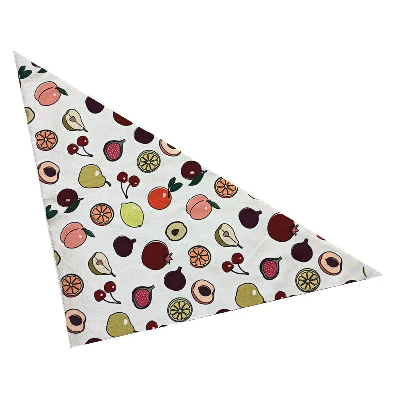 10Pcs Dog Bandana Set – Fruits, Plaid, Paw & Snowman Triangle Scarves for Small, Medium & Large Dogs
