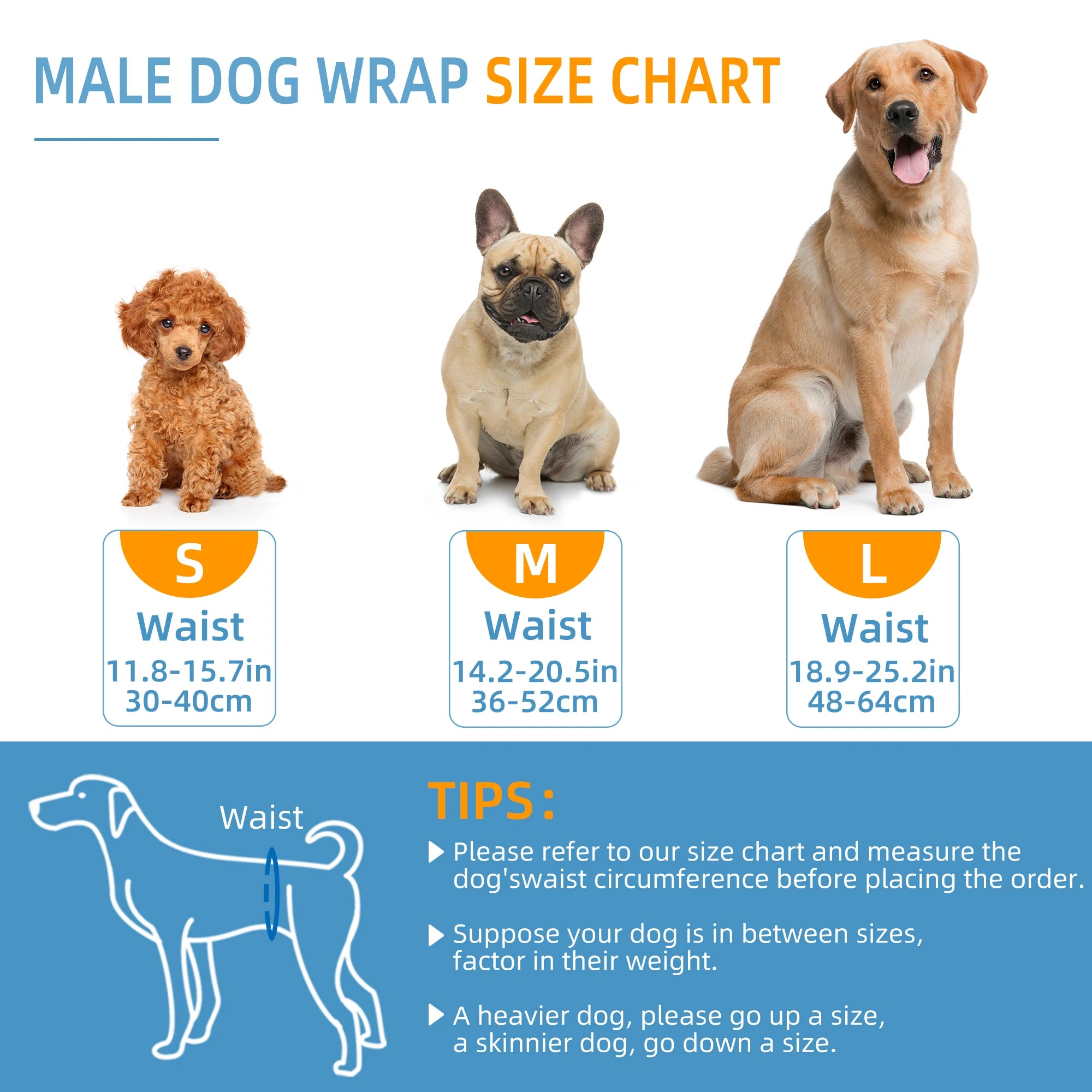 (3-Pack) Reusable Male Dog Diapers – Washable Belly Bands for Small to Large Dogs, Leakproof Puppy Nappies Wrap