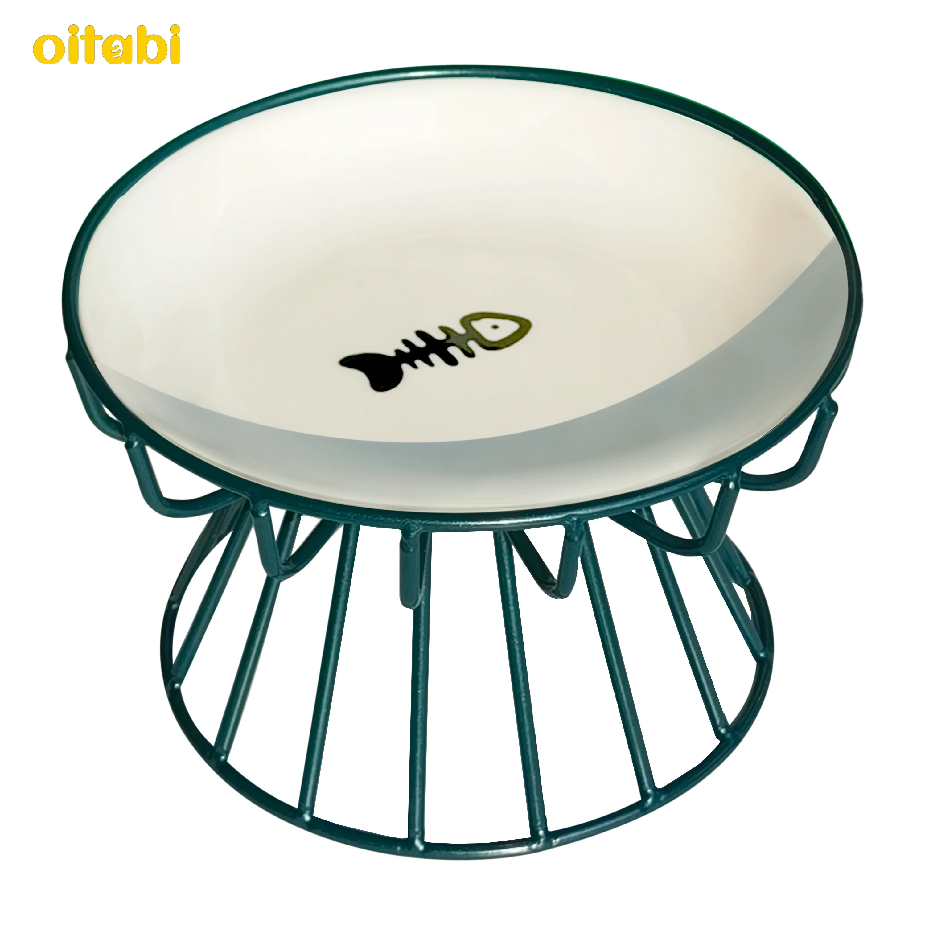🐾 Oitabi Elevated Cat Bowls – Raised Ceramic Food Dishes with Metal Stand