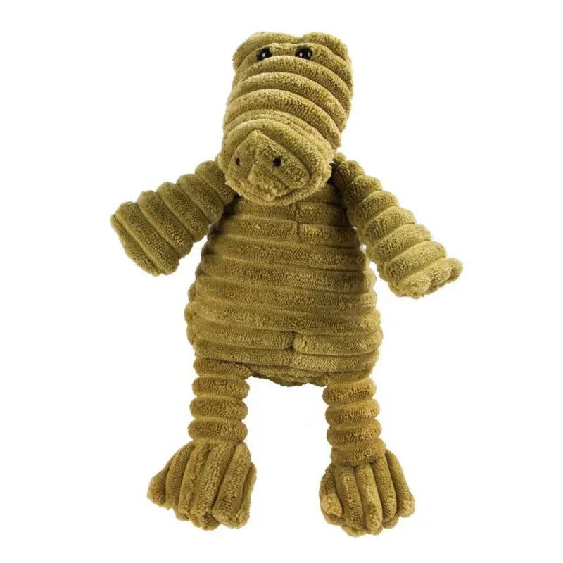 Plush Animal Squeaky Dog Toy – Bite Resistant Corduroy Chew Toy for Small & Large Dogs, Puppy Training Toy