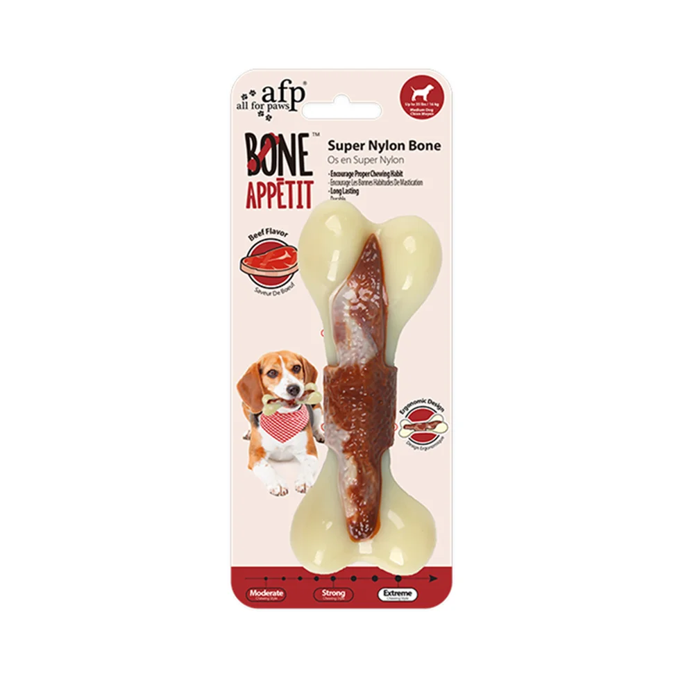 For Paws™ Nearly Indestructible Dog Bone – Beef-Flavored Nylon Chew Toy for Aggressive Chewers
