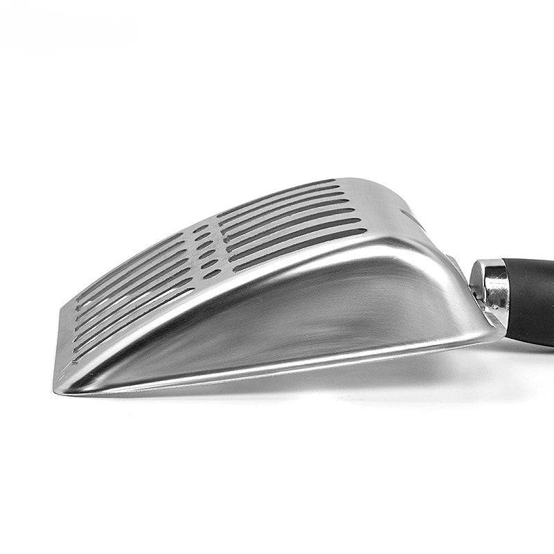 Stainless Steel Cat Litter Scoop with Rubber Handle – Durable Metal Kitty Scooper with Sturdy Mesh Filter for Easy Litter Cleaning