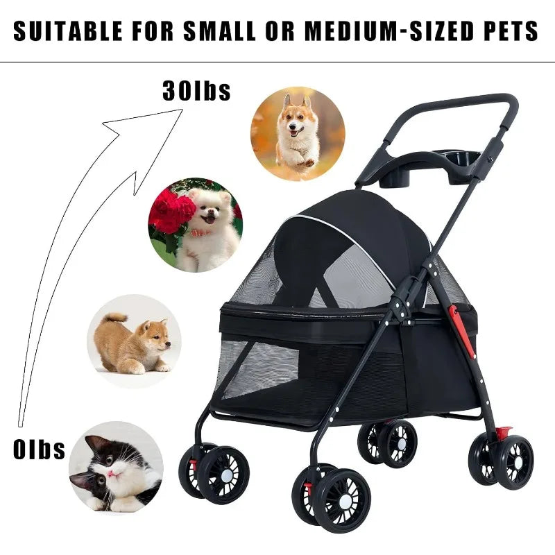 Pet Stroller for Dogs & Cats – Lightweight, Foldable, Travel-Friendly