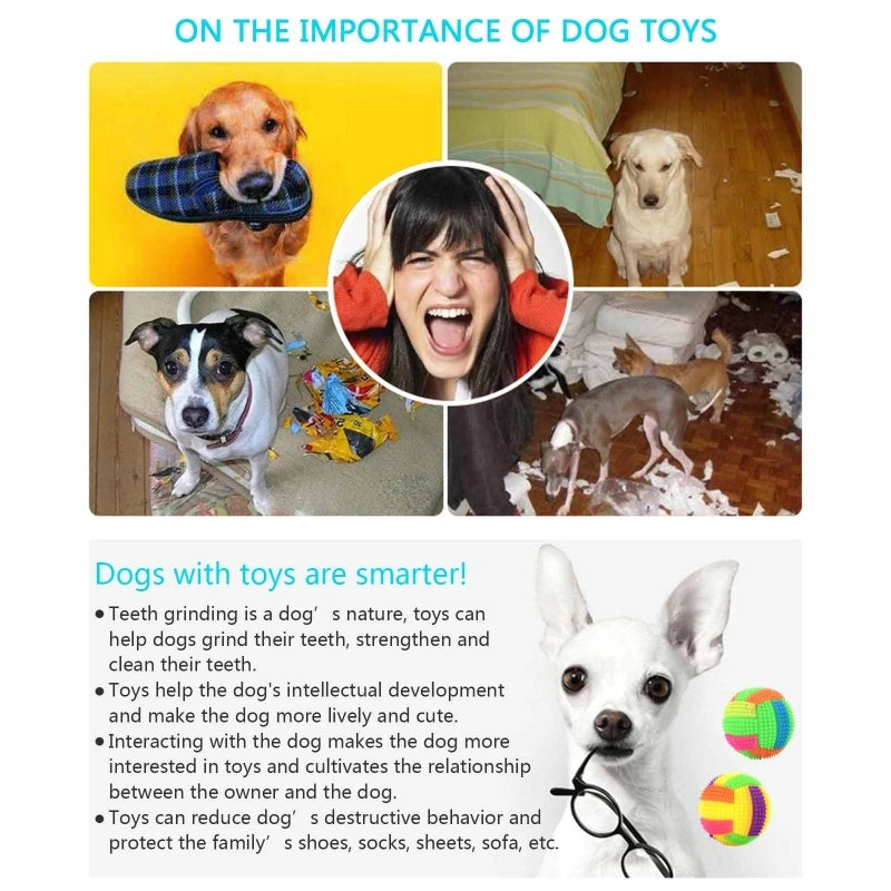 Squeaky Glowing Dog Chew Ball – Non-Toxic Rubber Toy for Small to Large Dogs, Teeth Cleaning & Boredom Relief