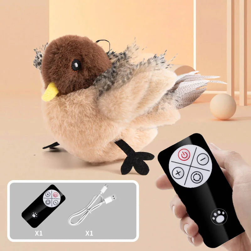 Remote Control Flying Bird Cat Toy – Interactive Catnip Sparrow with Flapping Wings & Chirping Sounds