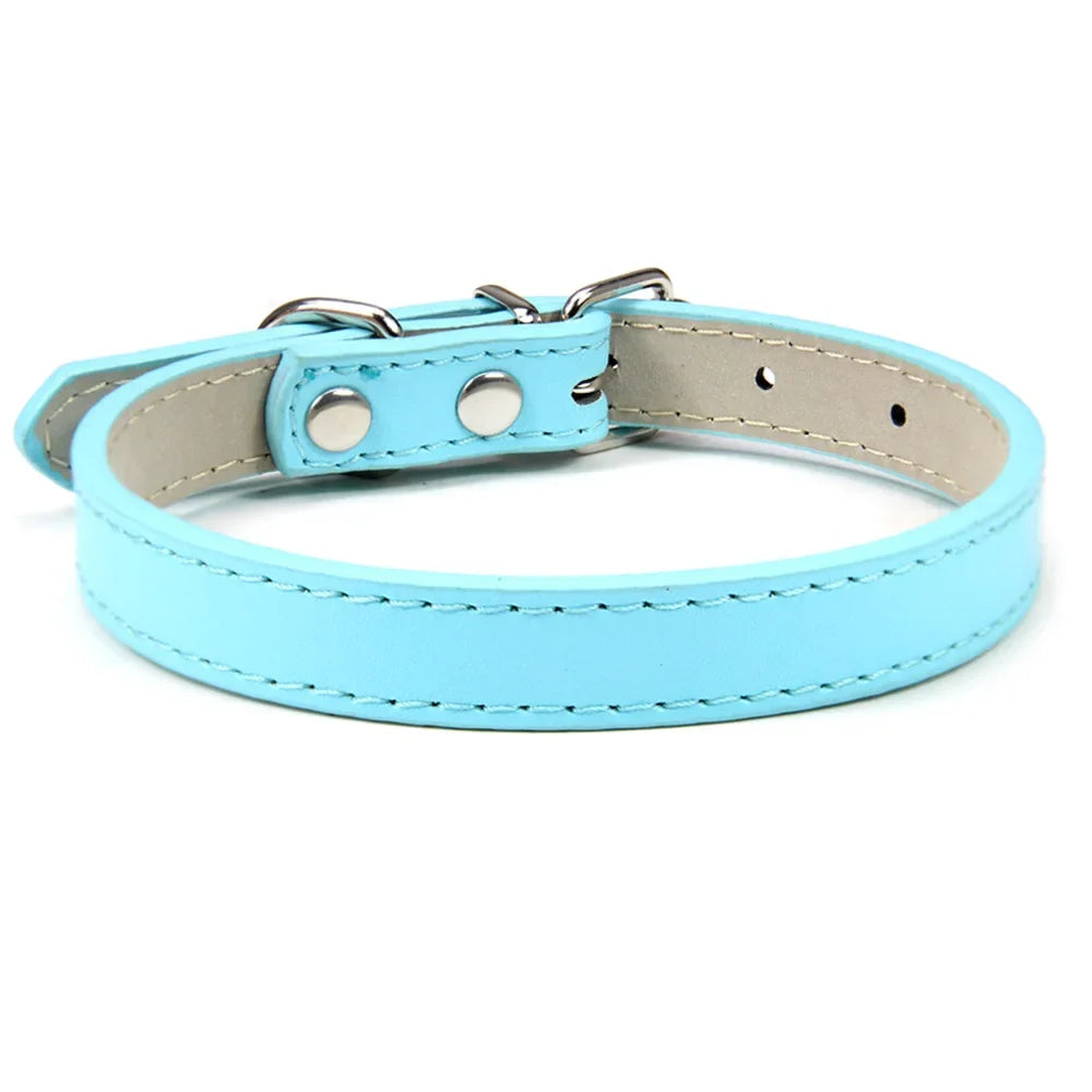 Soft Leather Adjustable Dog Collar – Safe & Stylish for Dogs and Cats