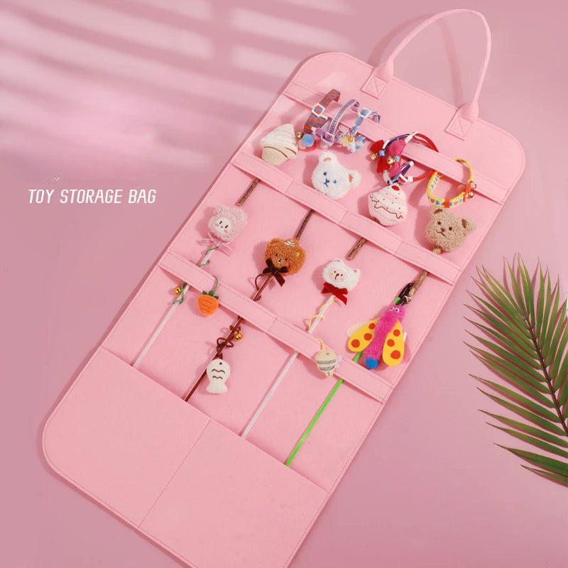 🐾 Pet Storage Bag – Cat & Dog Toy Organizer for Catnip, Sticks, Combs & More