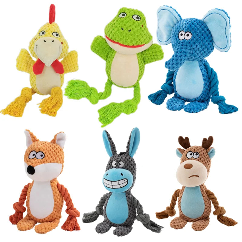 Stuffed Raw Small Dog Plush Toy – Indestructible Bite-Resistant Squeaky Interactive Puppy Rattle for Dogs