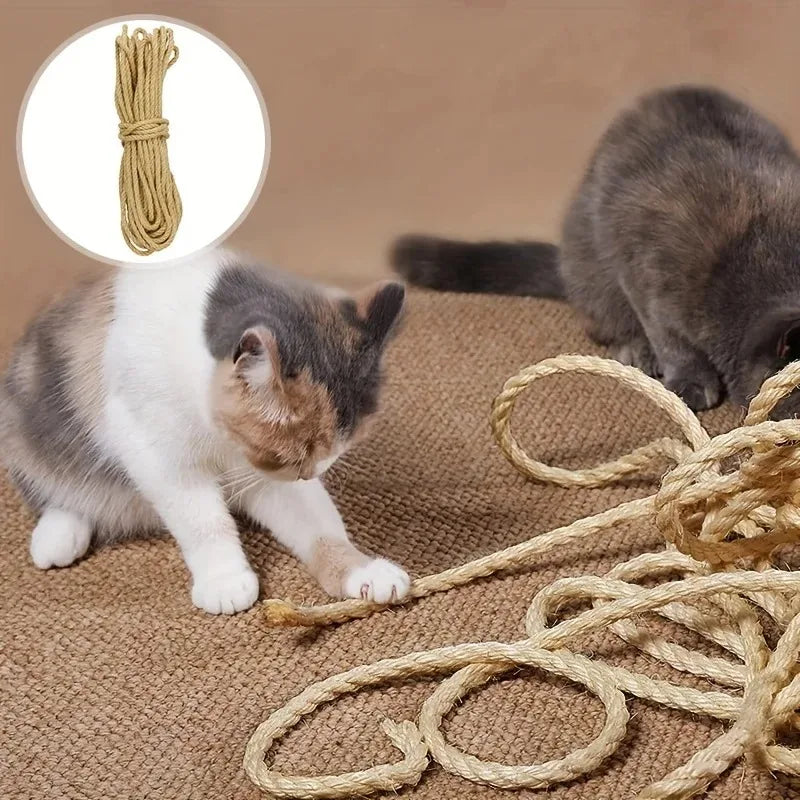 10/20/50M 6MM Natural Sisal Rope – Cat Scratcher Rope for DIY Cat Trees, Posts & Furniture Protection