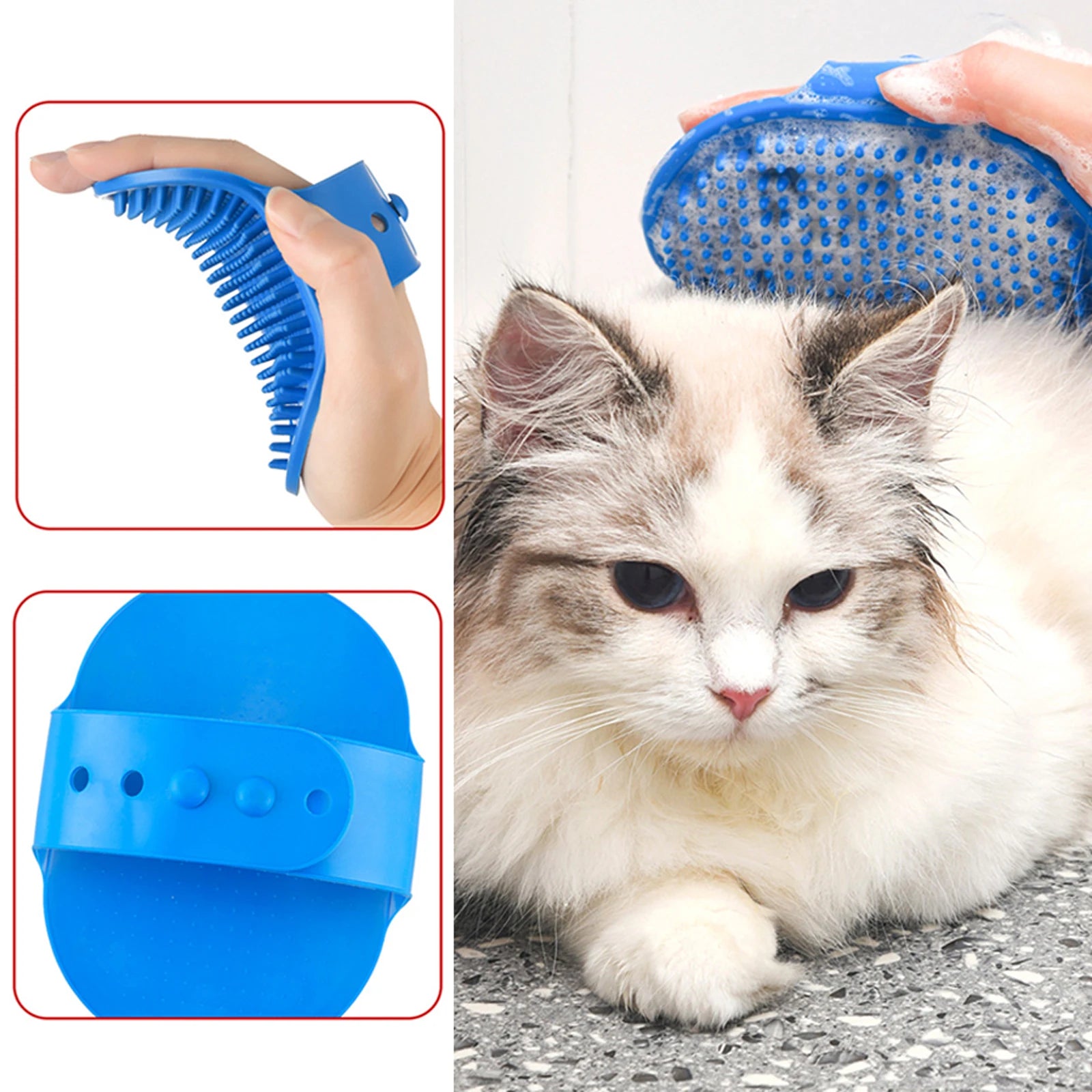 Soft Rubber Pet Grooming Brush – Hair Removal & Massage Glove for Dogs and Cats