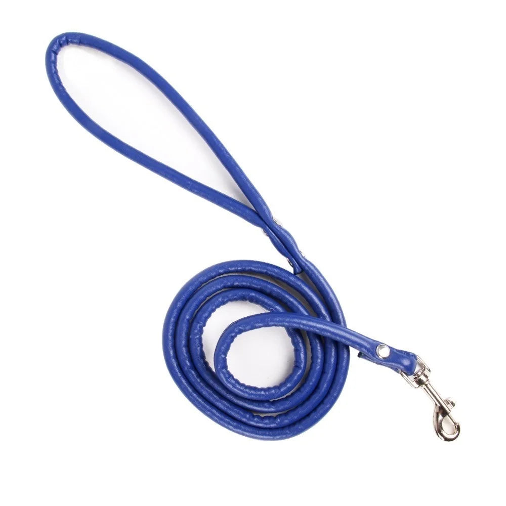 Soft PU Leather Dog Leash – 120cm Smooth Lead for Small Dogs & Puppies