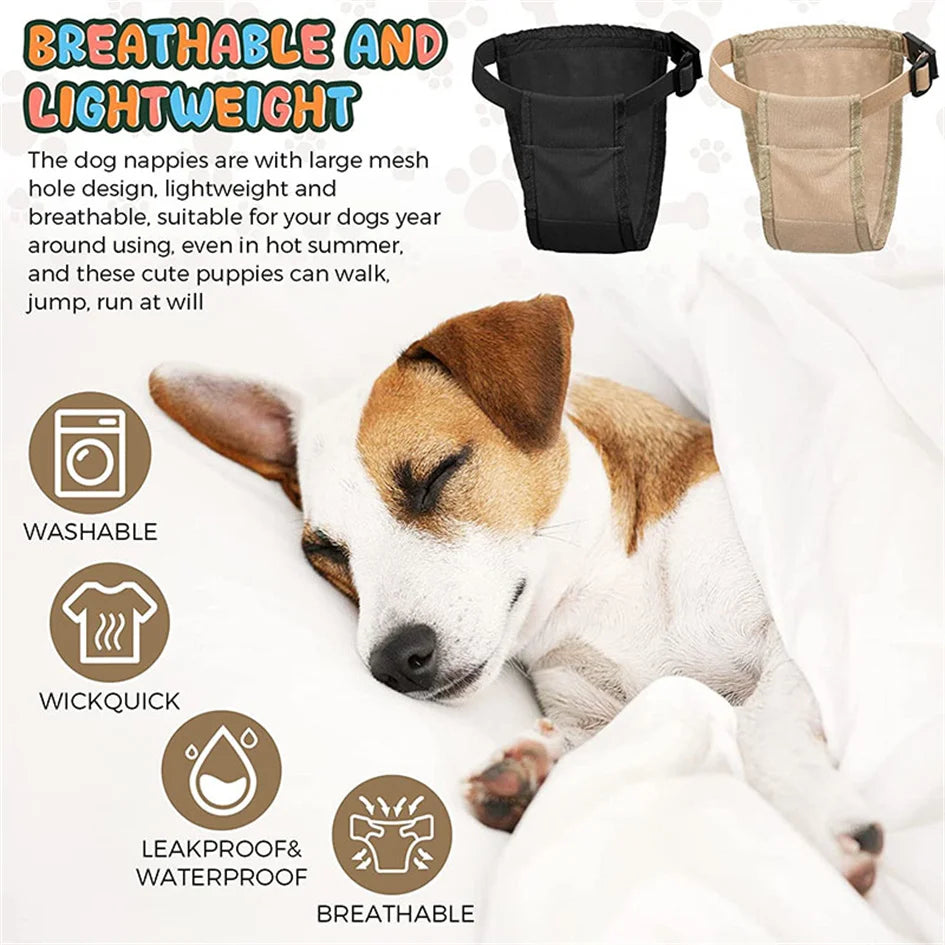Female Dog Washable Diaper Pants – Anti-Harass Heat Nappies with 8 Pads