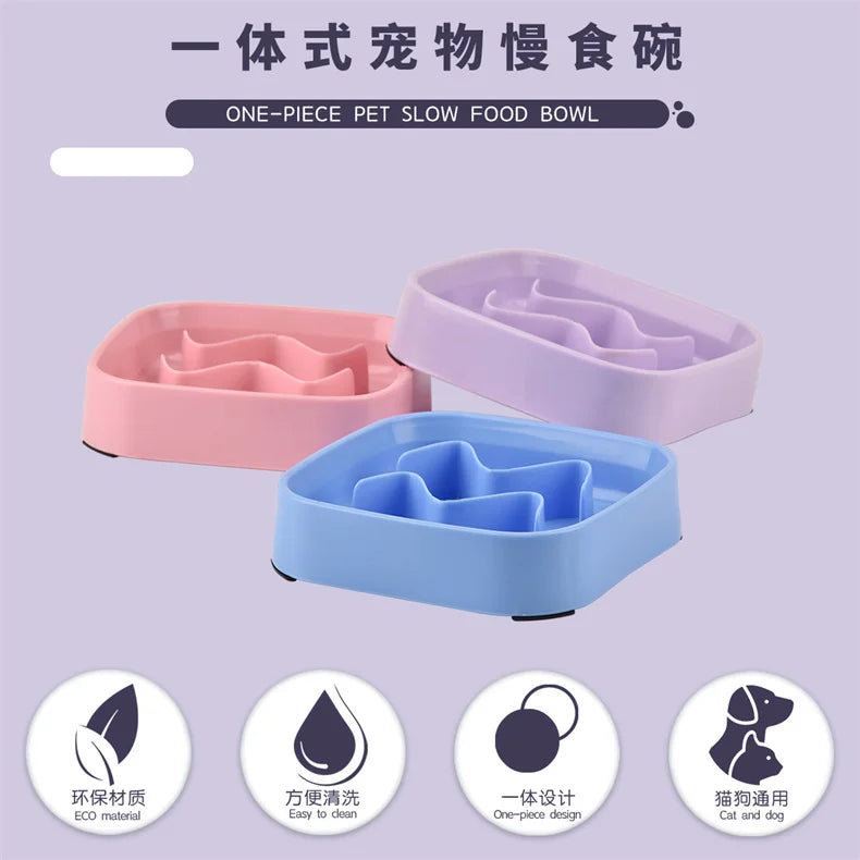 Colorful Slow Feeder Bowl for Cats & Dogs – Anti-Choking Puzzle Food Bowl for Anxiety Relief & Healthy Eating