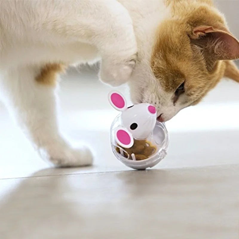 Mouse Food Rolling Feeder Toy for Cats – Dispenser Bowl & Training Toy