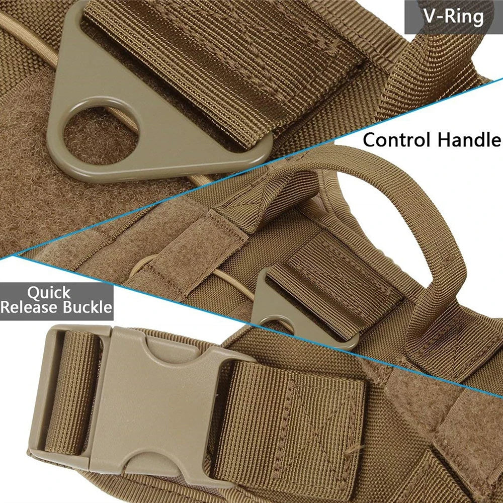 Tactical Dog Harness, Leash & Collar Set – Adjustable Military Pet Vest for Medium & Large Dogs