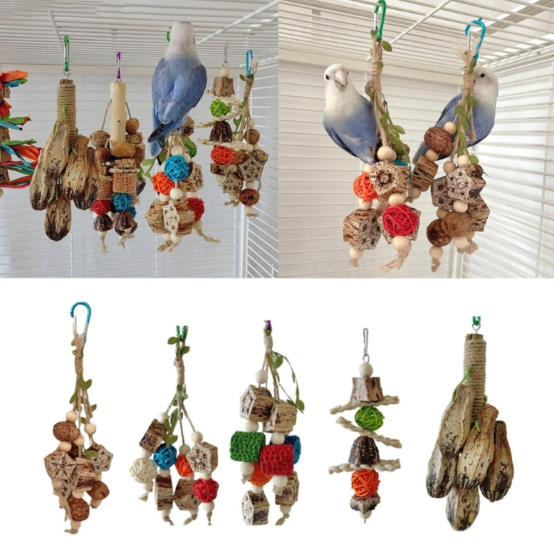 Colorful Hanging Parrot Bird Molar Toy – Chewable Bird Swing for Training and Beak Health