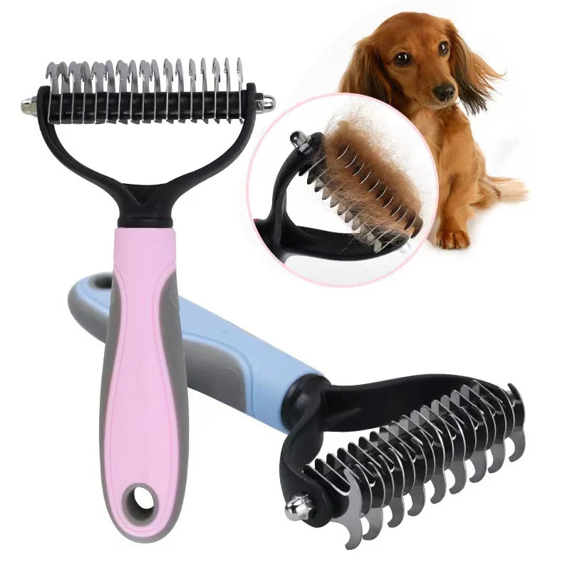Grooming Tool with Knot Cutter – Reduces Shedding, Untangles Fur, and Keeps Coats Healthy