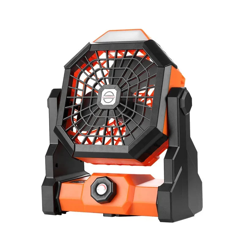 2024 Rechargeable Camping Fan with LED Light – 7800mAh Battery, Hook & Desk Mount for Tent, Car, or Outdoor Trips