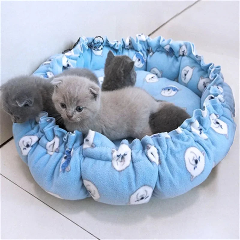 Drawstring Dual-Use Pet Bed – Adjustable Soft Nest Cushion for Cats & Small Dogs