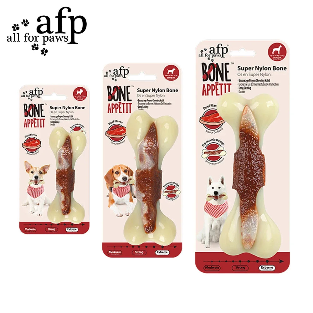 For Paws™ Nearly Indestructible Dog Bone – Beef-Flavored Nylon Chew Toy for Aggressive Chewers