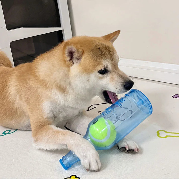 Dog Chew Toy – Bite-Resistant Beer Bottle with Tennis Ball | Squeaky Interactive Puppy Teeth Grinding Toy