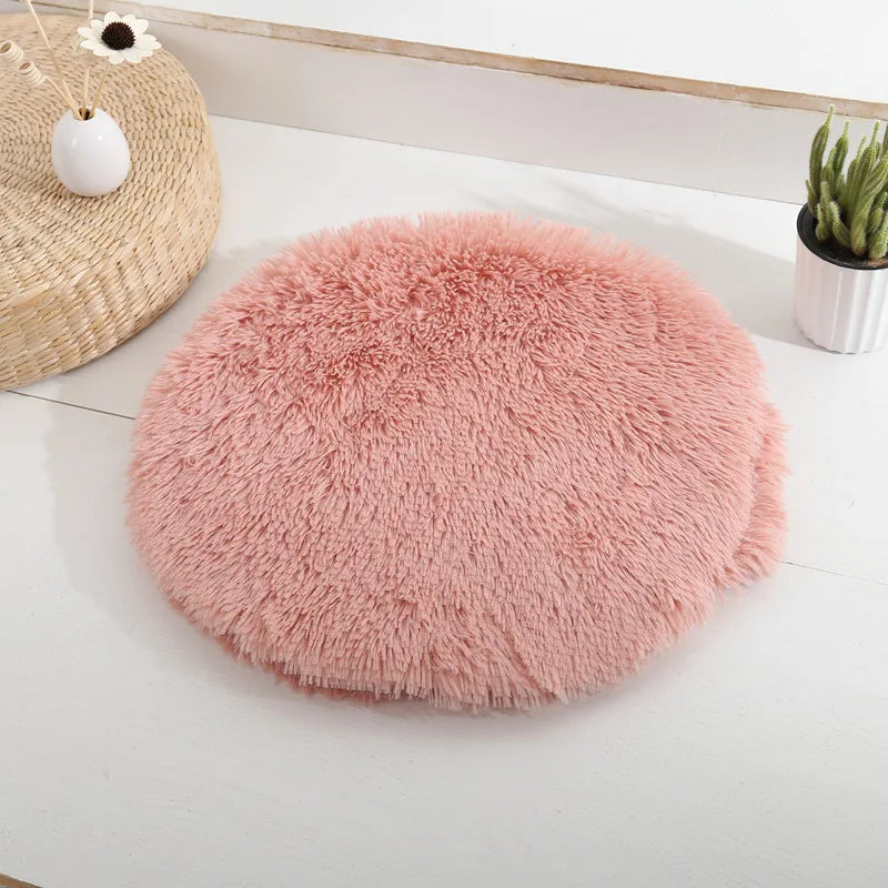 Soft Plush Round Cat Bed Mat – Cozy Fleece Sleeping Cushion for Cats & Small Dogs