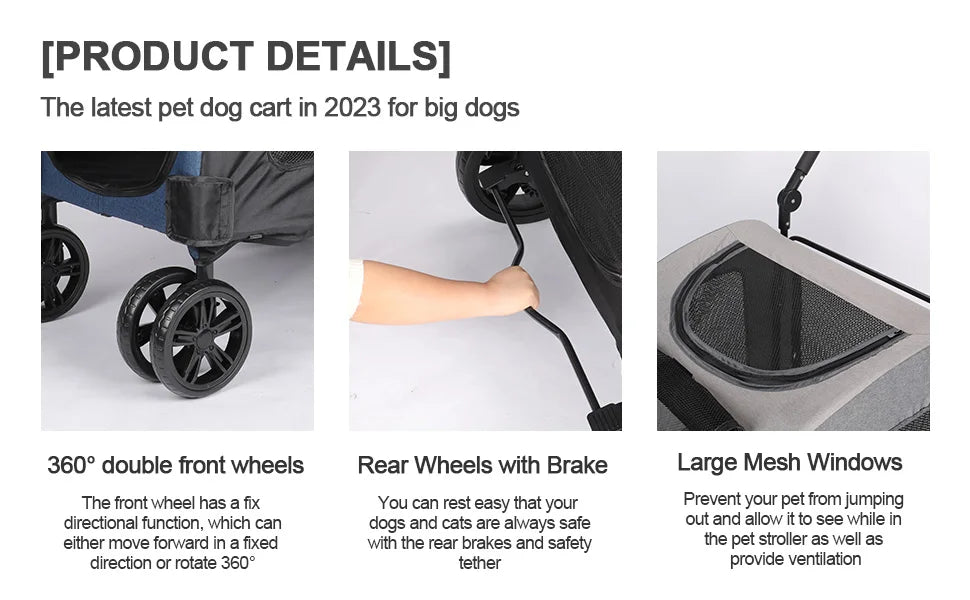 3-Wheel Pet Stroller – High Quality, Portable Travel Carrier